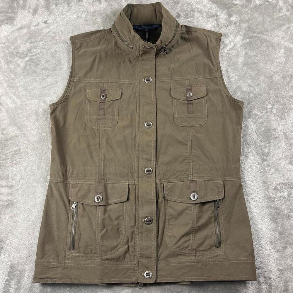 Kuhl Women’s Large Olive Green Utility Vest Full Zip Cargo Pockets Hiking